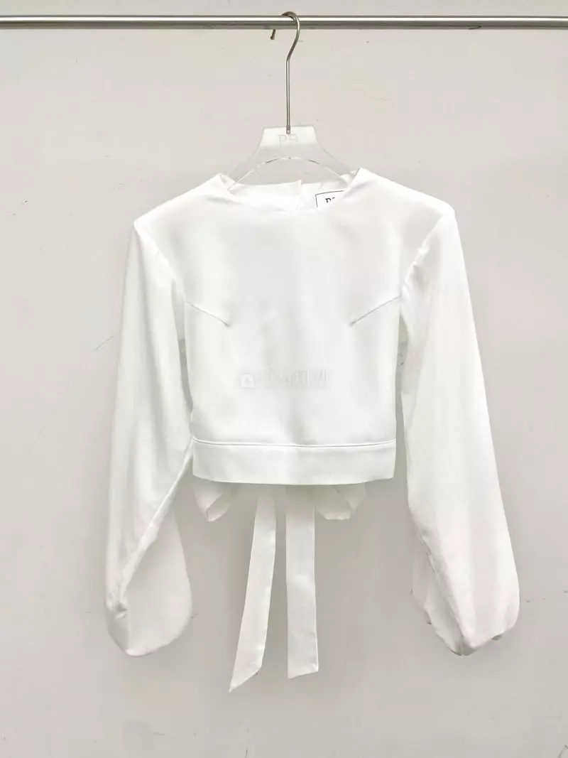 Pb - Korean Women Fashion - #momslook - Puff Bag Open Blouse - 12