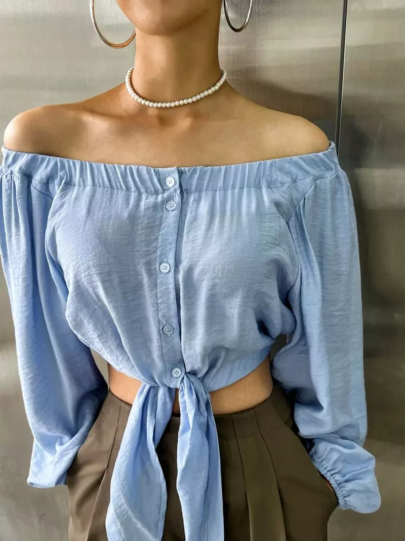 Pb - Korean Women Fashion - #momslook - Open Shinning Blouse - 8