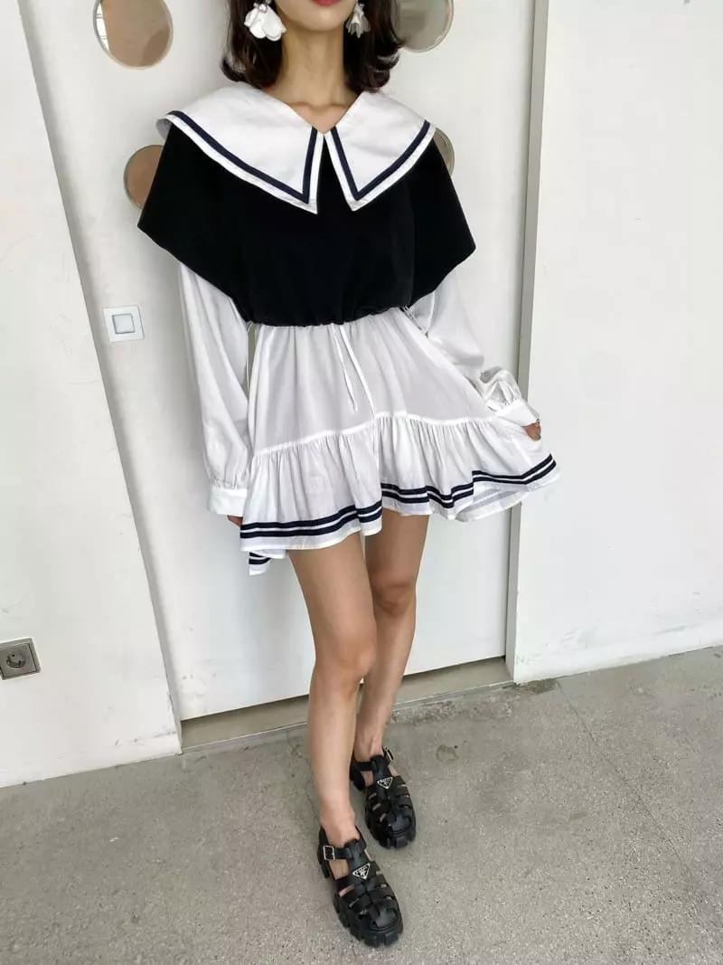 Pb - Korean Women Fashion - #momslook - Sailor One-piece - 3