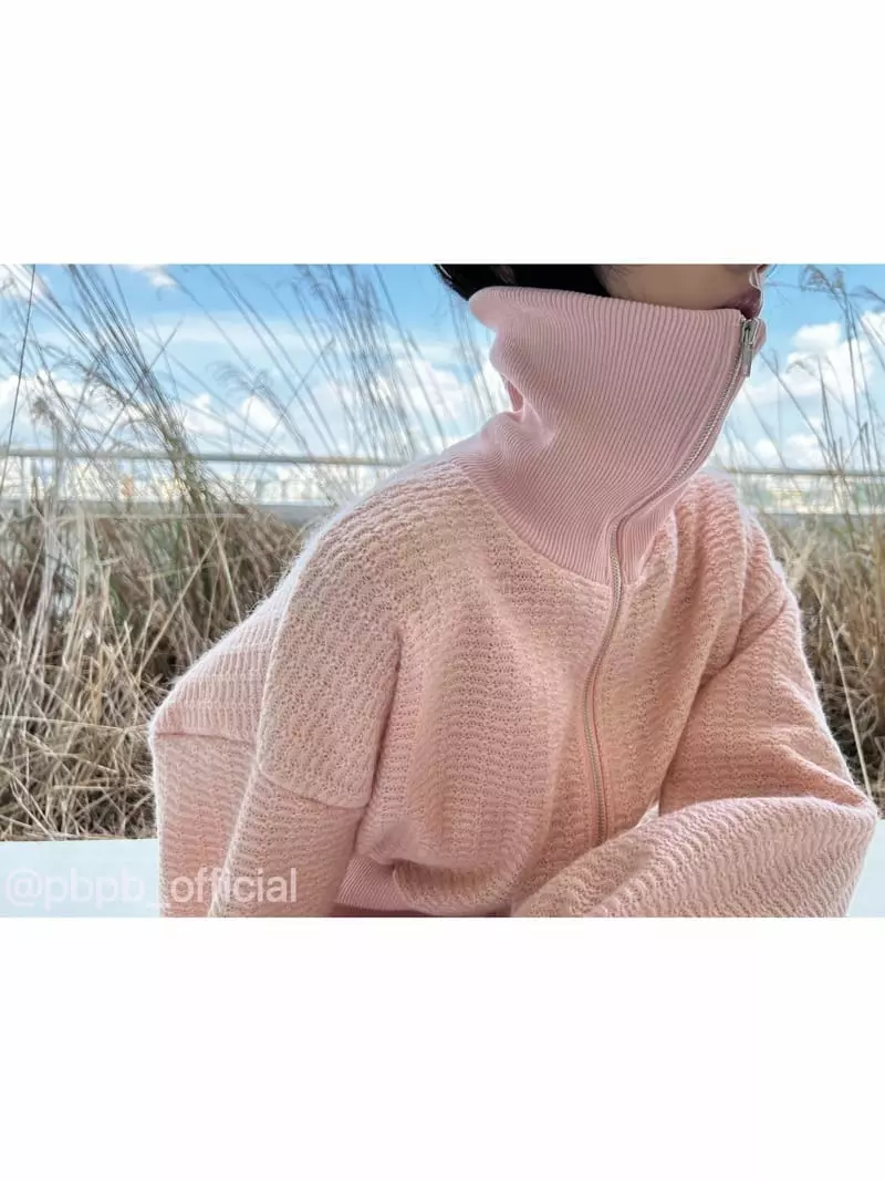 Pb - Korean Women Fashion - #momslook - Rip Knit Zip-up - 10