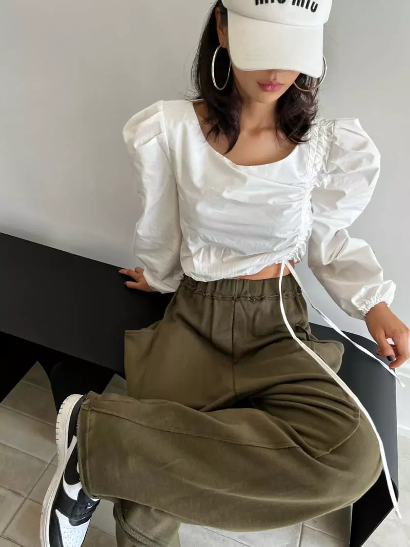 Pb - Korean Women Fashion - #pursuepretty - Boat Neck Puff Blouse - 5