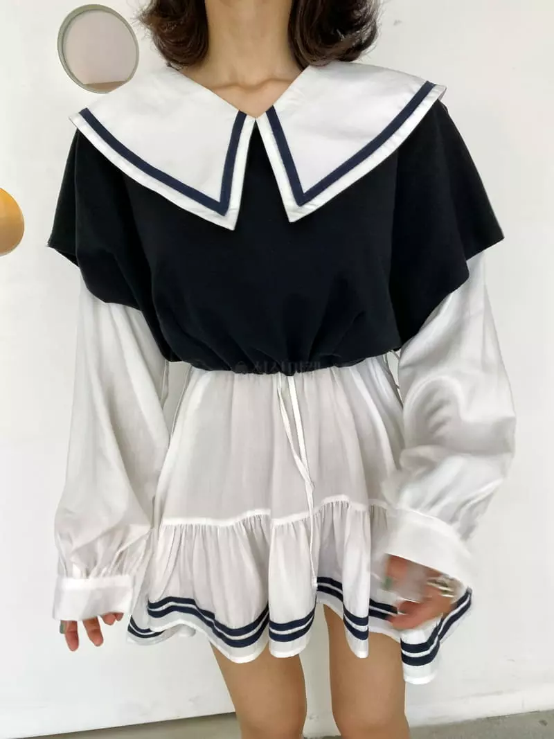 Pb - Korean Women Fashion - #restrostyle - Sailor One-piece - 8