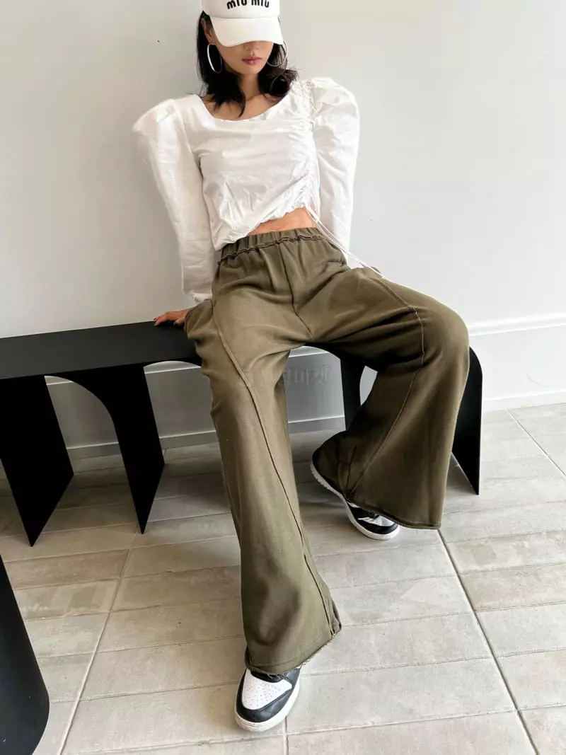 Pb - Korean Women Fashion - #romanticstyle - Boat Neck Puff Blouse - 7