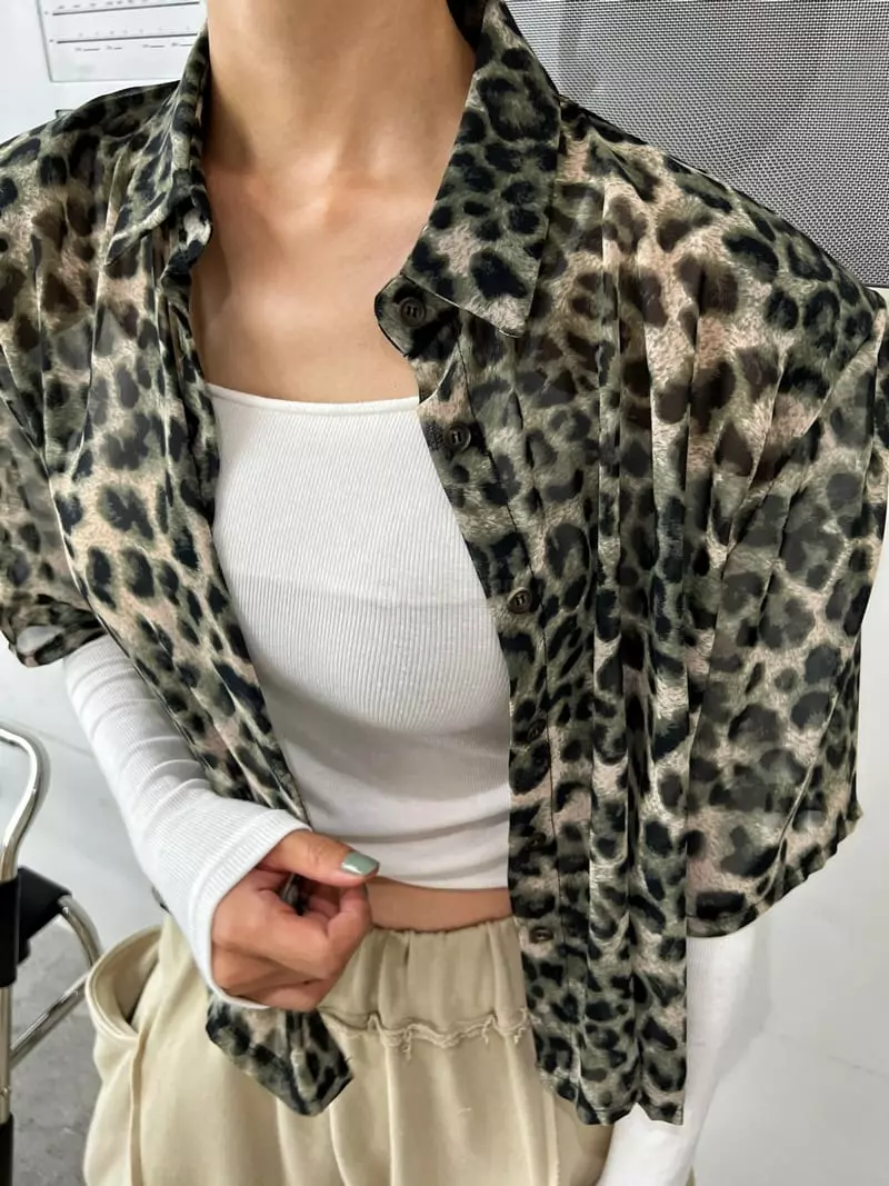 Pb - Korean Women Fashion - #vintagekidsstyle - V Leopard Blouse - 5