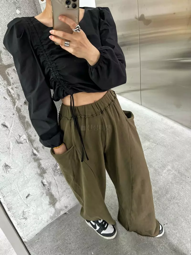 Pb - Korean Women Fashion - #vintageinspired - Boat Neck Puff Blouse - 4
