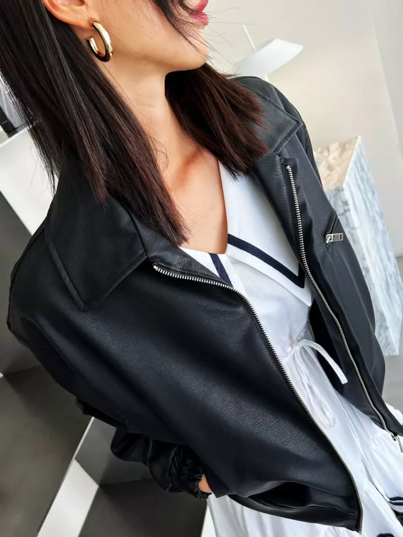 Pb - Korean Women Fashion - #womensfashion - Leather Jacket - 5