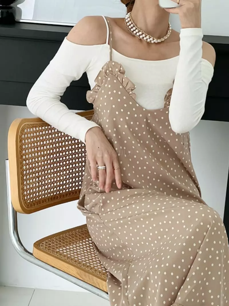 Pb - Korean Women Fashion - #momslook - Ruffle Dot One-piece - 4