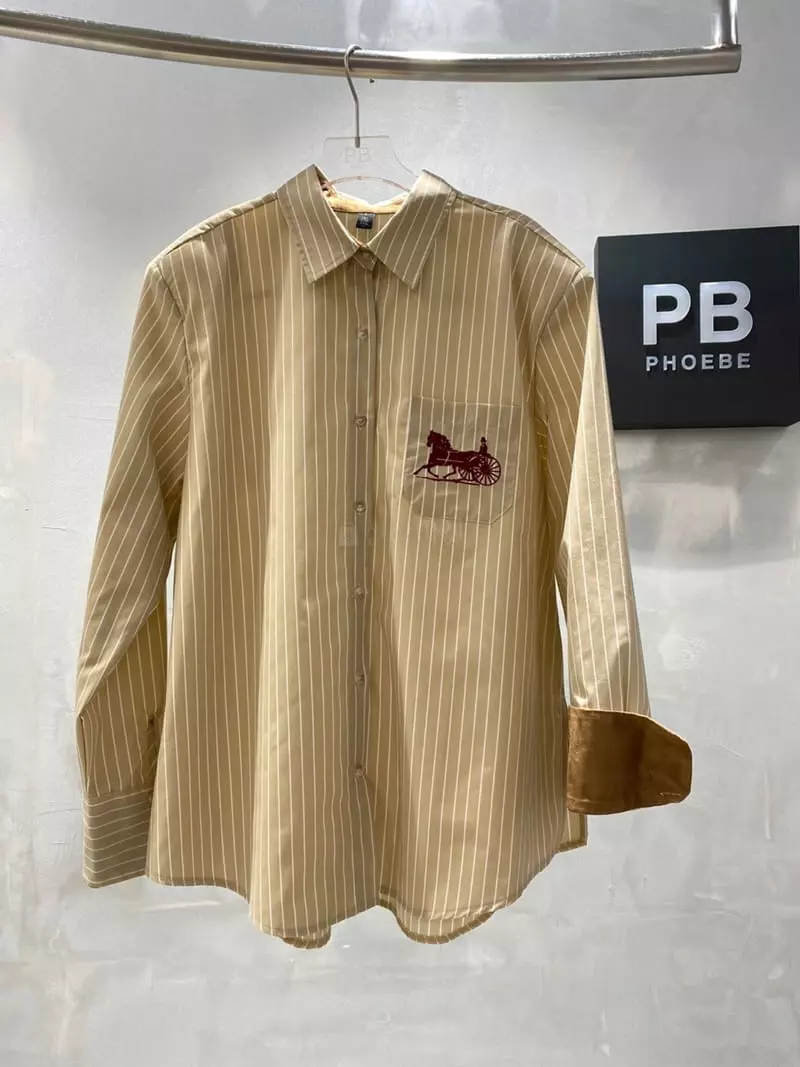 Pb - Korean Women Fashion - #womensfashion - Stripes Embroidery Shirt - 6
