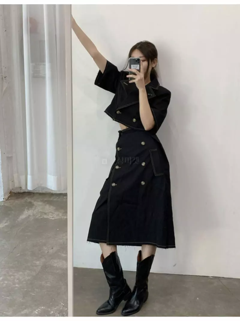 Pb - Korean Women Fashion - #womensfashion - M Stitch Trench Skirt - 2