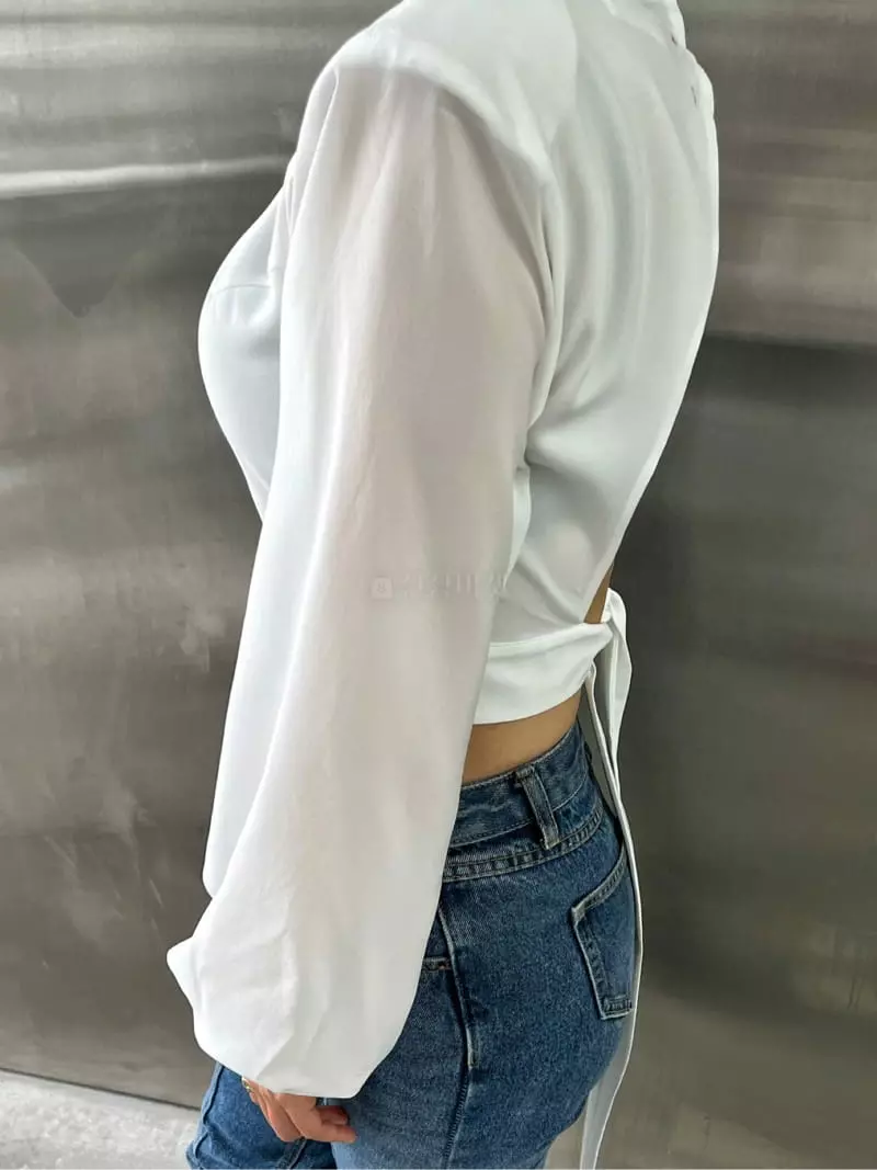 Pb - Korean Women Fashion - #womensfashion - Puff Bag Open Blouse - 5