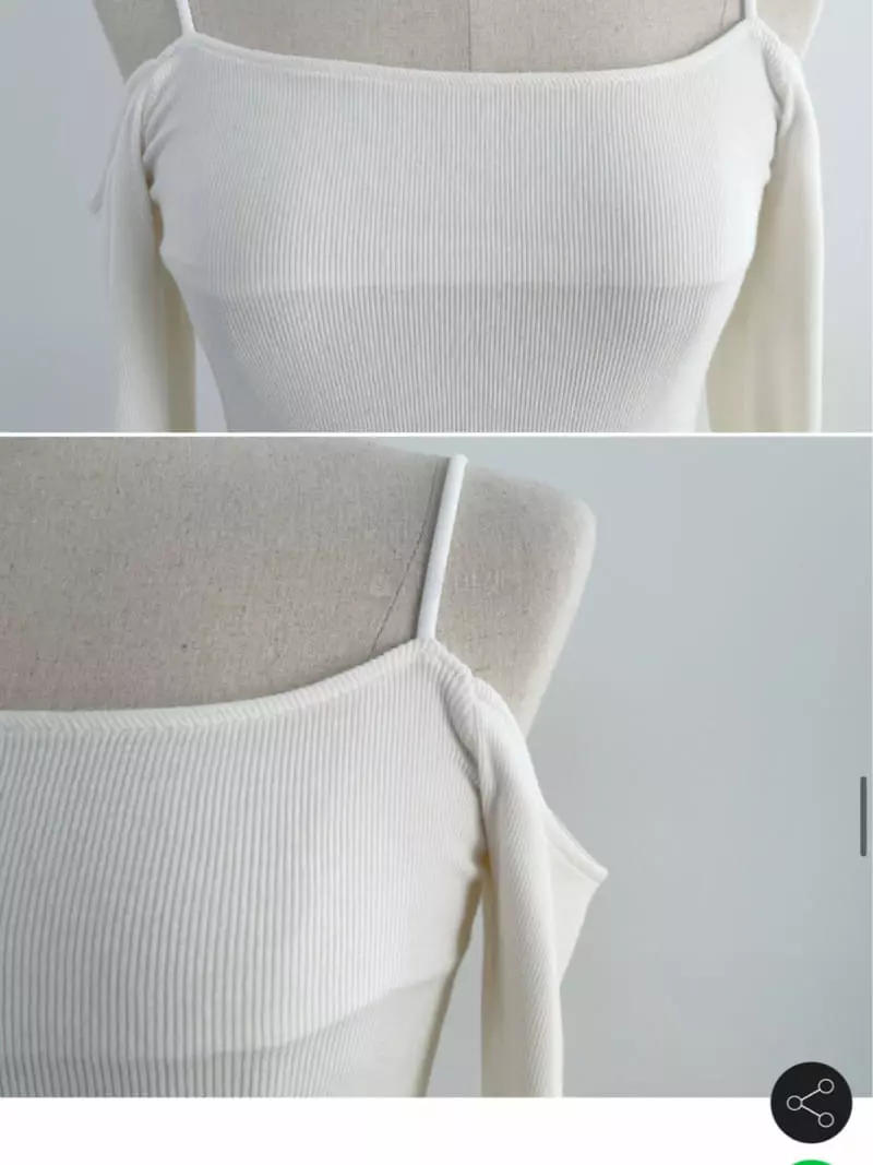 Pb - Korean Women Fashion - #momslook - Off Shoulder String Tee - 4