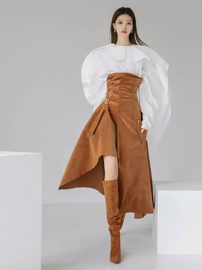 Pb - Korean Women Fashion - #womensfashion - Suede Buckle Skirt - 2