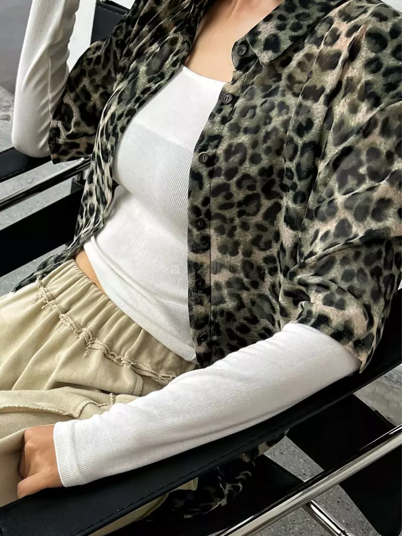 Pb - Korean Women Fashion - #womensfashion - V Leopard Blouse - 3