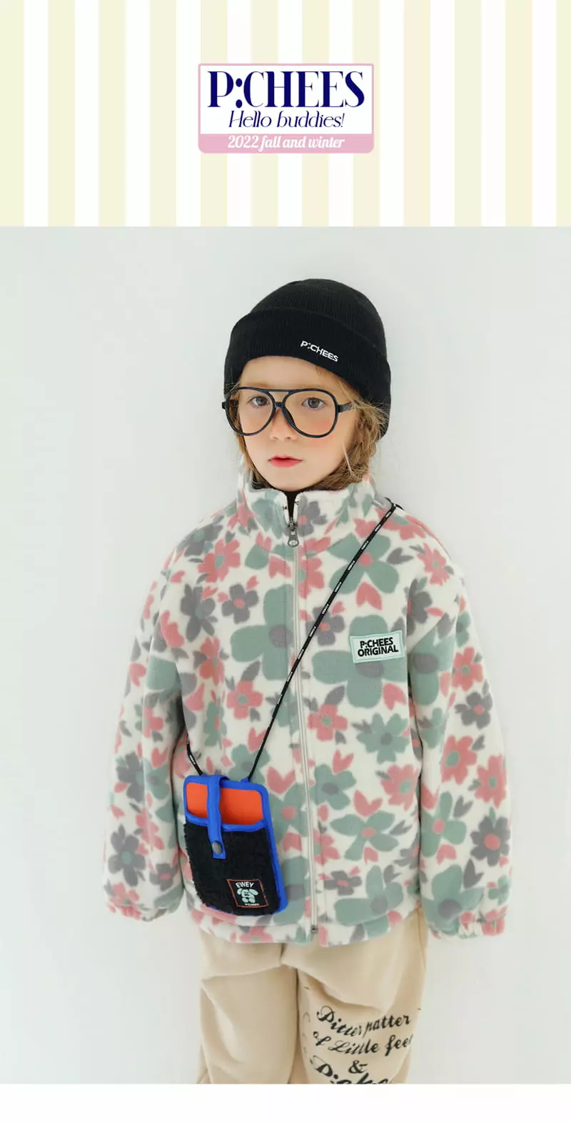 Peach-Cream - Korean Junior Fashion - #kidsshorts - Floring Fleece Zip-up
