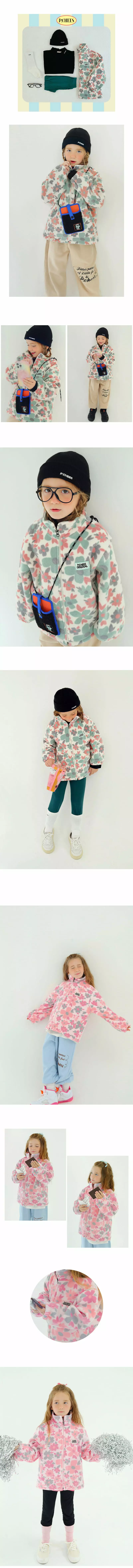 Peach-Cream - Korean Junior Fashion - #kidsstore - Floring Fleece Zip-up - 2