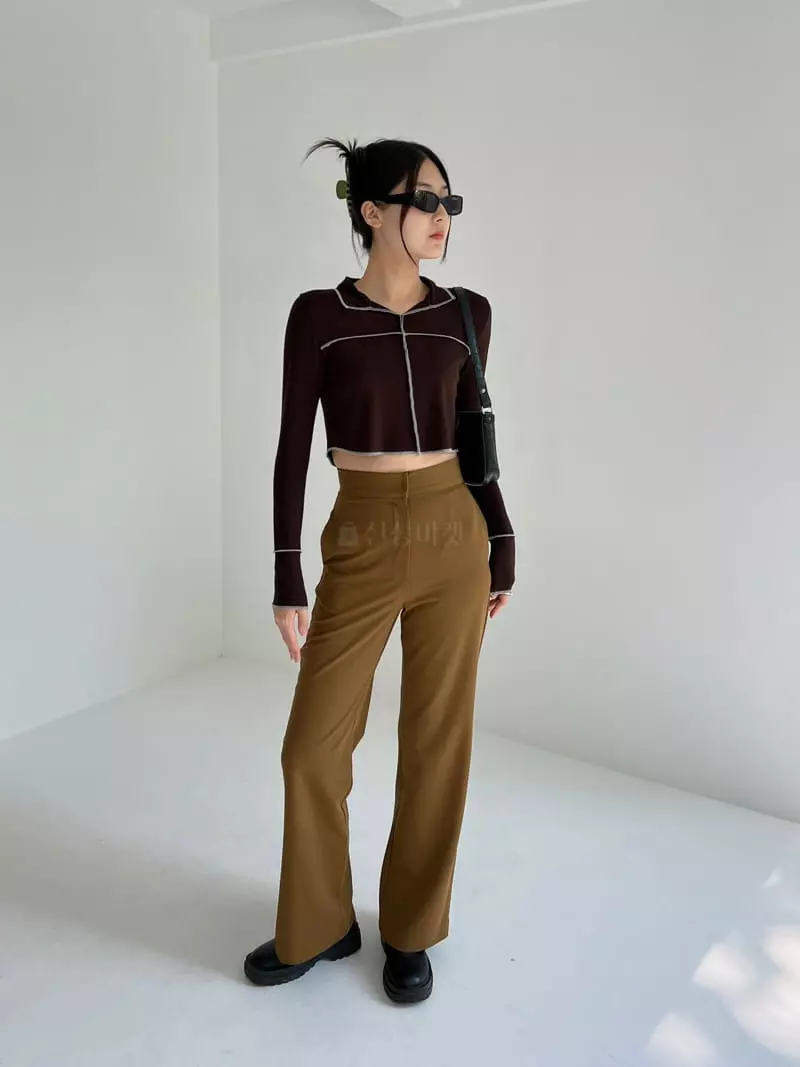 Pic - Korean Women Fashion - #womensfashion - Stitch Collar Tee - 4