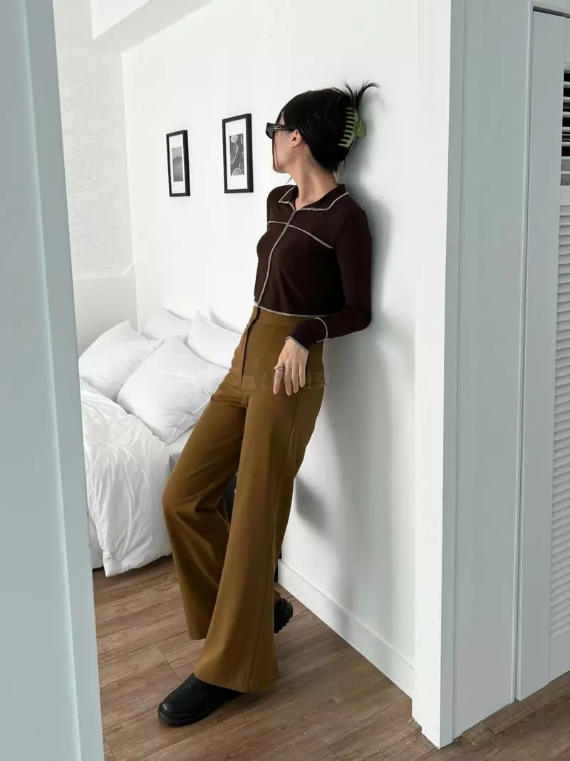 Pic - Korean Women Fashion - #momslook - Stitch Collar Tee - 6
