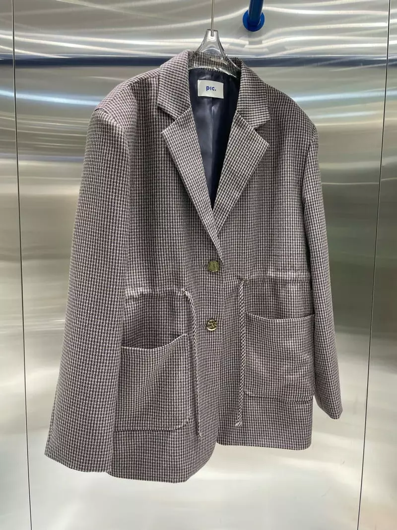 Pic - Korean Women Fashion - #momslook - String Check Jacket - 12