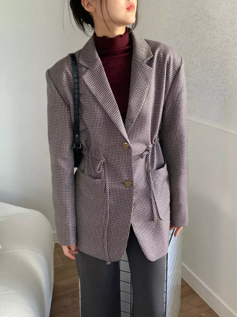 Pic - Korean Women Fashion - #momslook - String Check Jacket - 2