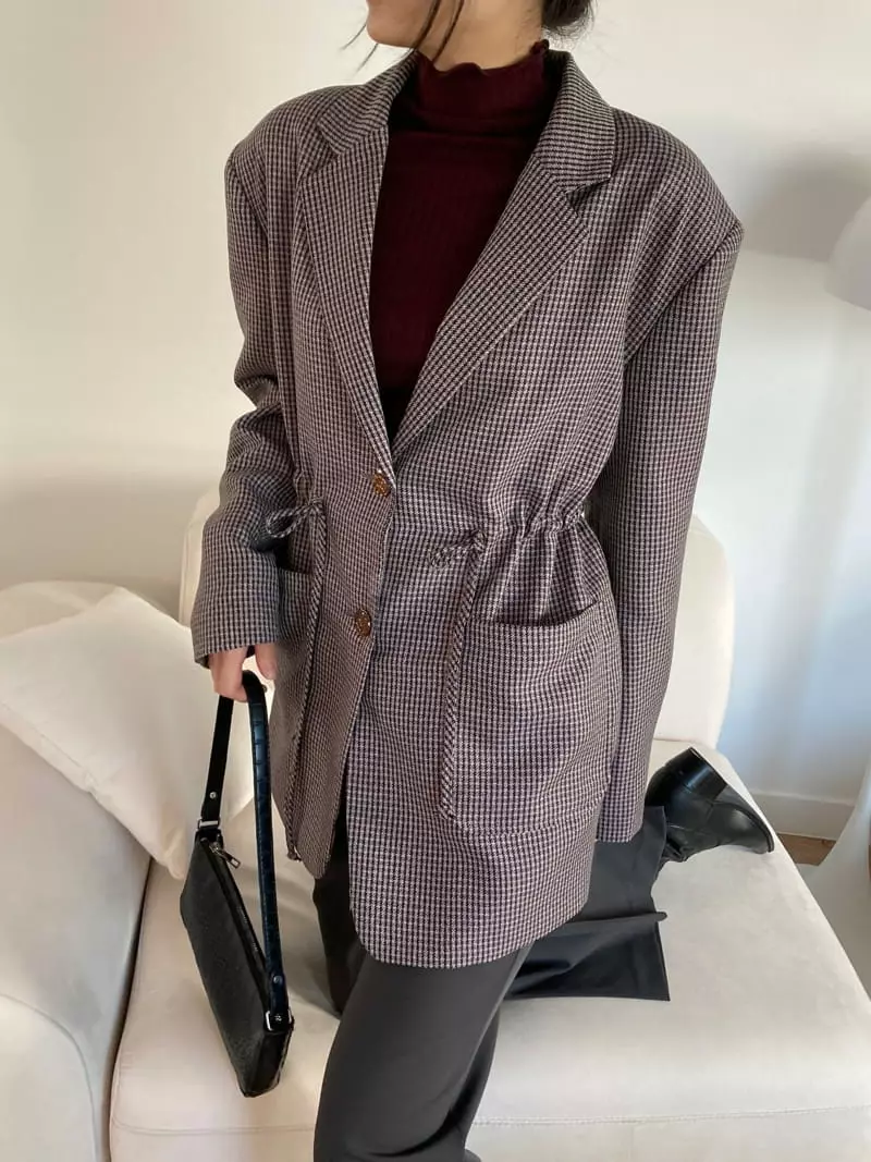 Pic - Korean Women Fashion - #womensfashion - String Check Jacket - 4