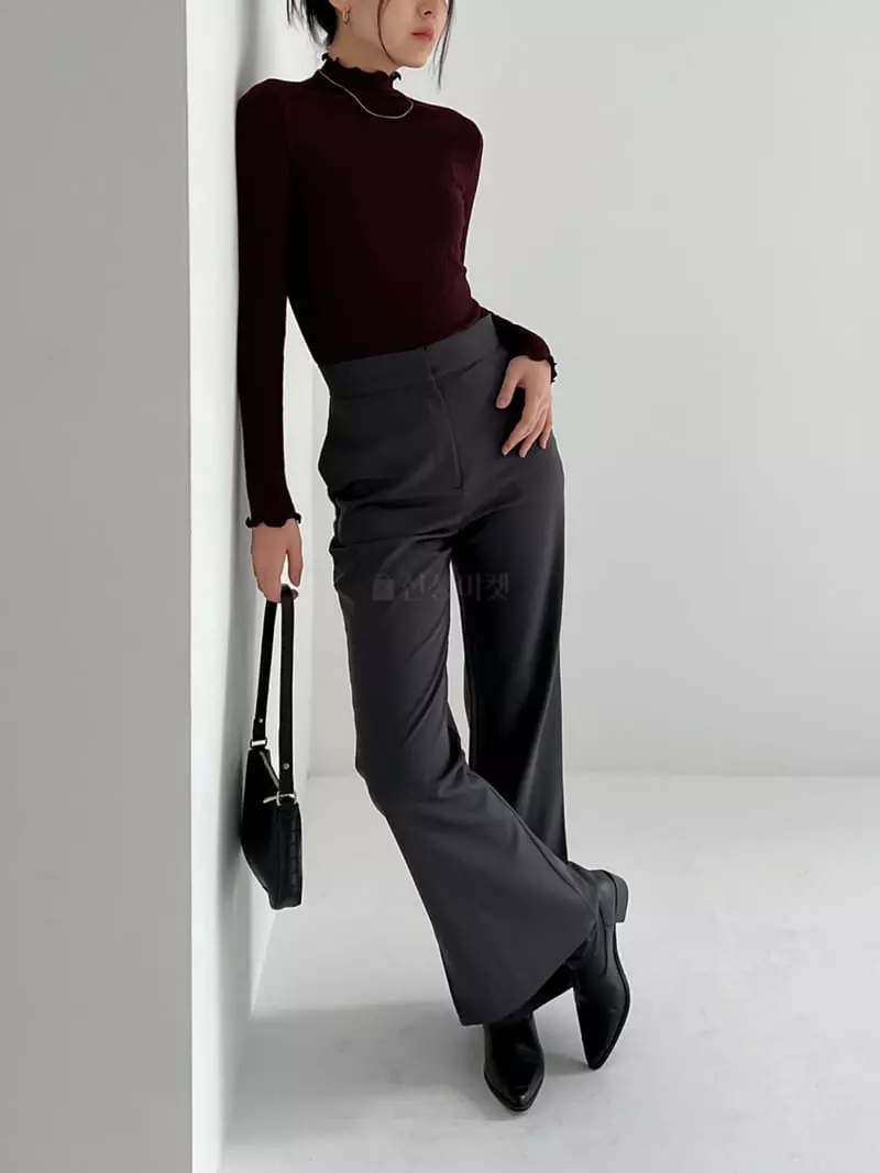 Pic - Korean Women Fashion - #momslook - Mock Neck Rib Tee - 8