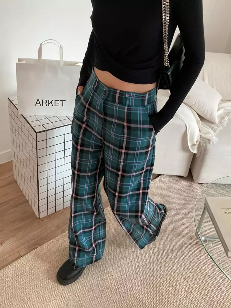 Pic - Korean Women Fashion - #womensfashion - Daddy Check Pants - 4