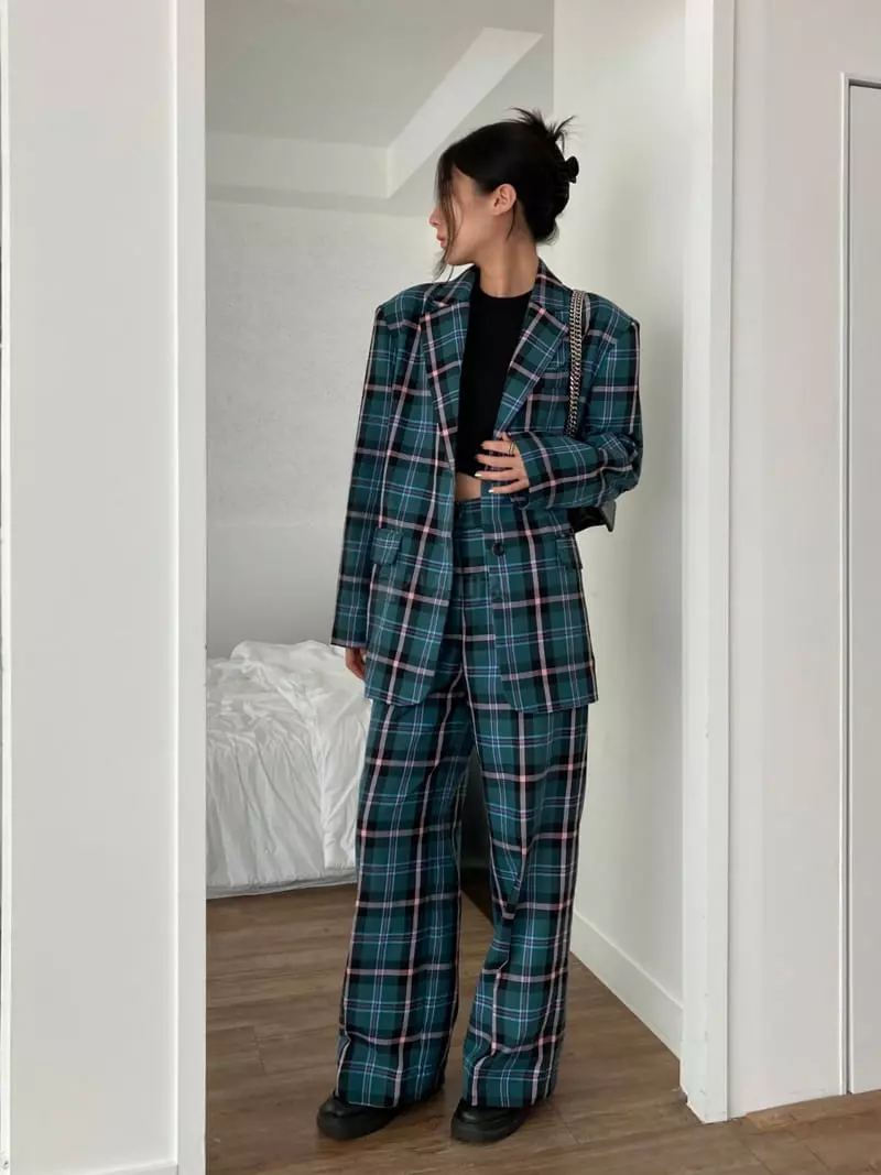 Pic - Korean Women Fashion - #momslook - Daddy Check Jacket