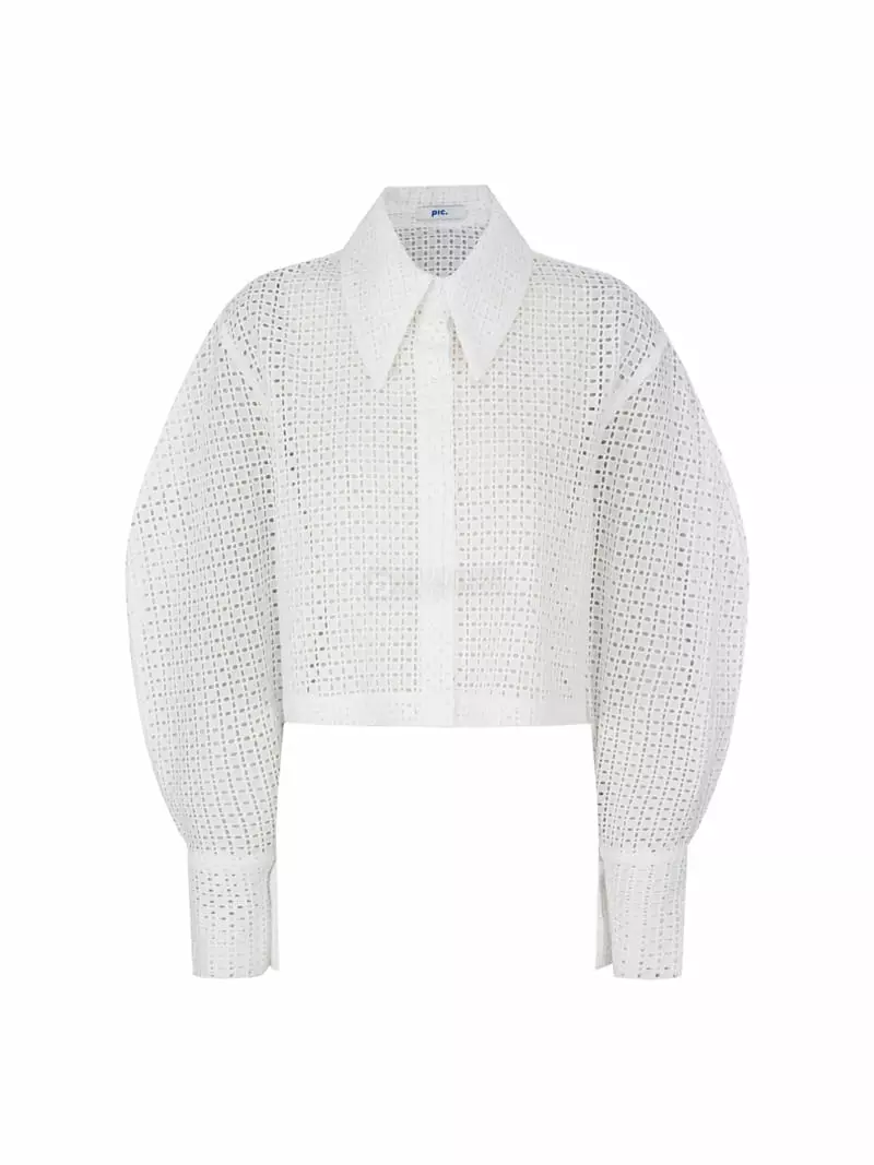 Pic - Korean Women Fashion - #shopsmall - Punching Embroidery Shirt - 6