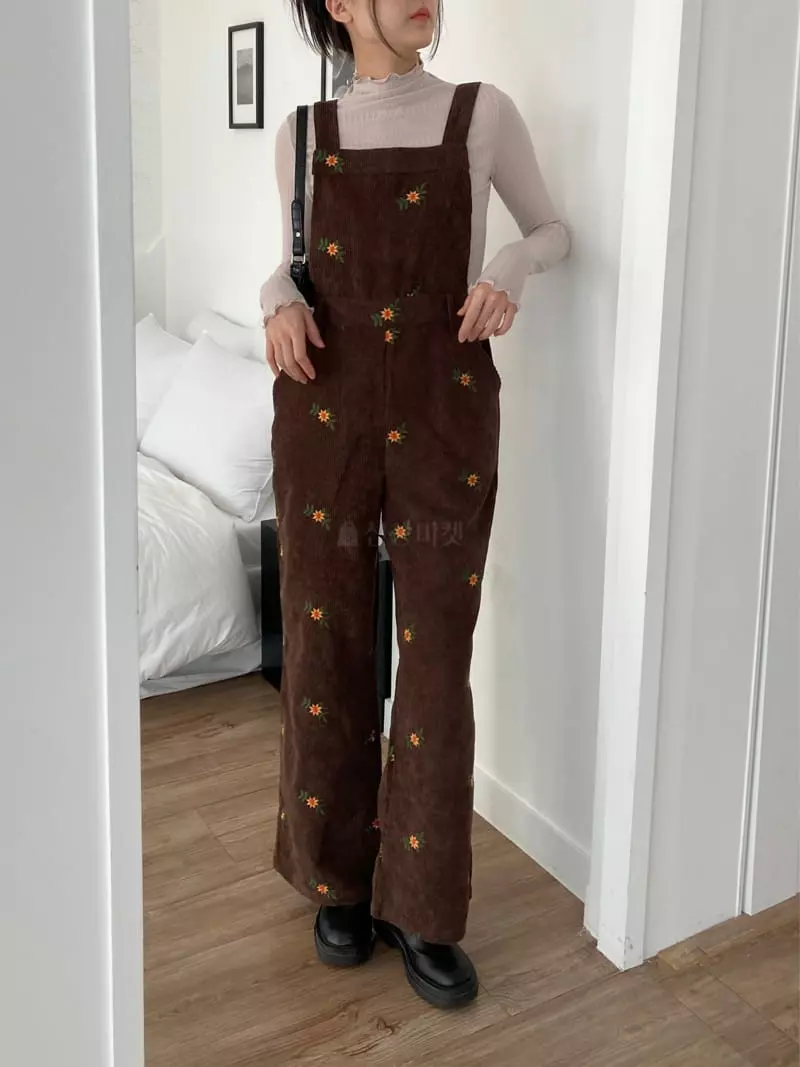 Pic - Korean Women Fashion - #vintageinspired - Flower Overalls - 2