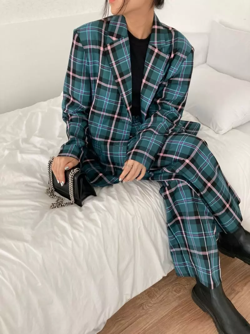 Pic - Korean Women Fashion - #vintageinspired - Daddy Check Jacket - 7