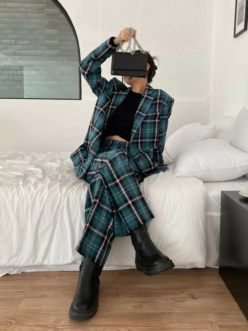 Pic - Korean Women Fashion - #vintagekidsstyle - Daddy Check Jacket - 8