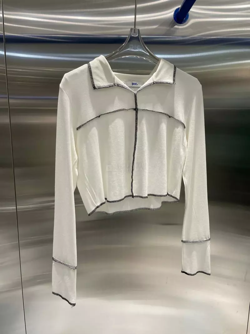 Pic - Korean Women Fashion - #womensfashion - Stitch Collar Tee - 11