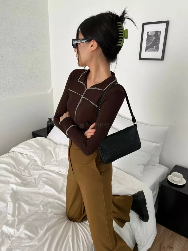 Pic - Korean Women Fashion - #womensfashion - Stitch Collar Tee - 9
