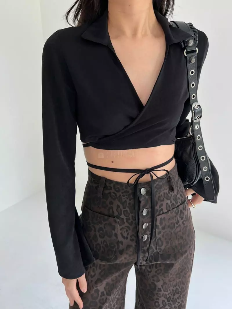 Pic - Korean Women Fashion - #womensfashion - Satin Wrap Blouse - 3