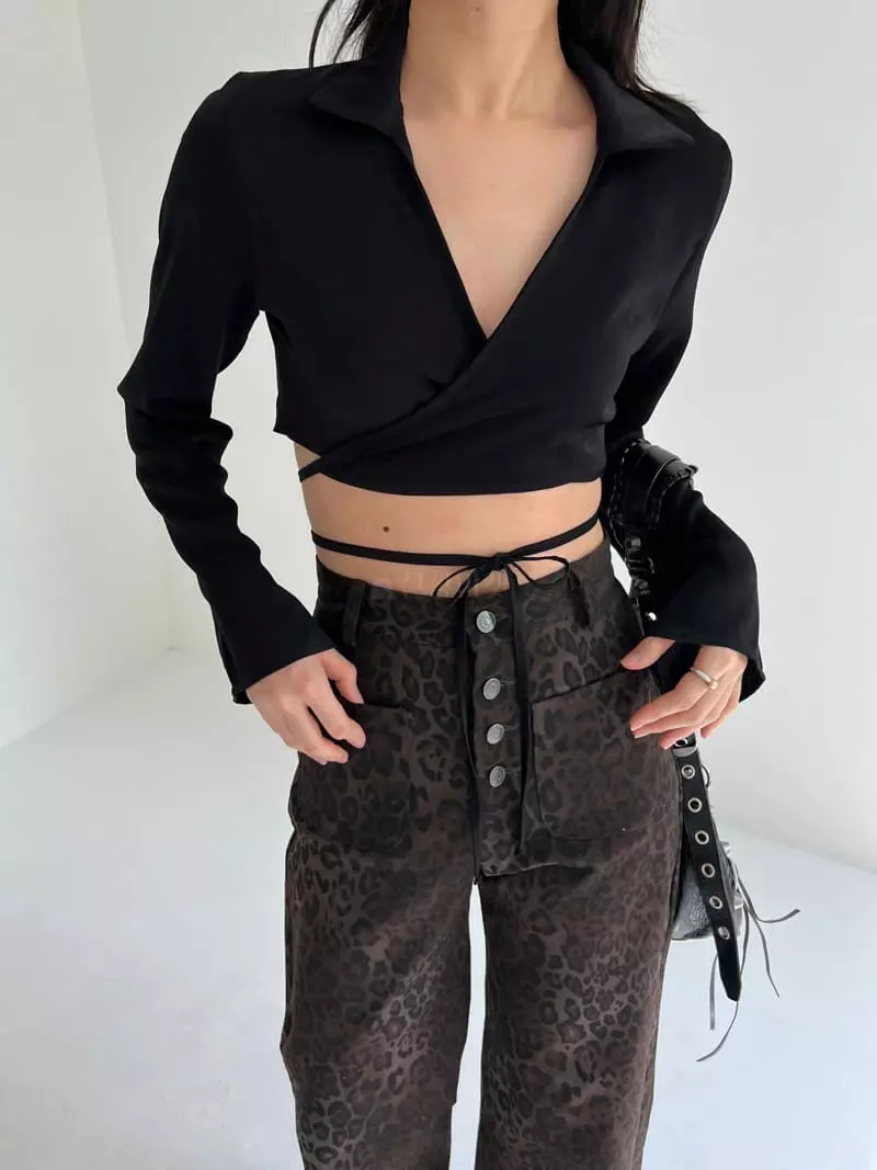 Pic - Korean Women Fashion - #womensfashion - Satin Wrap Blouse - 5
