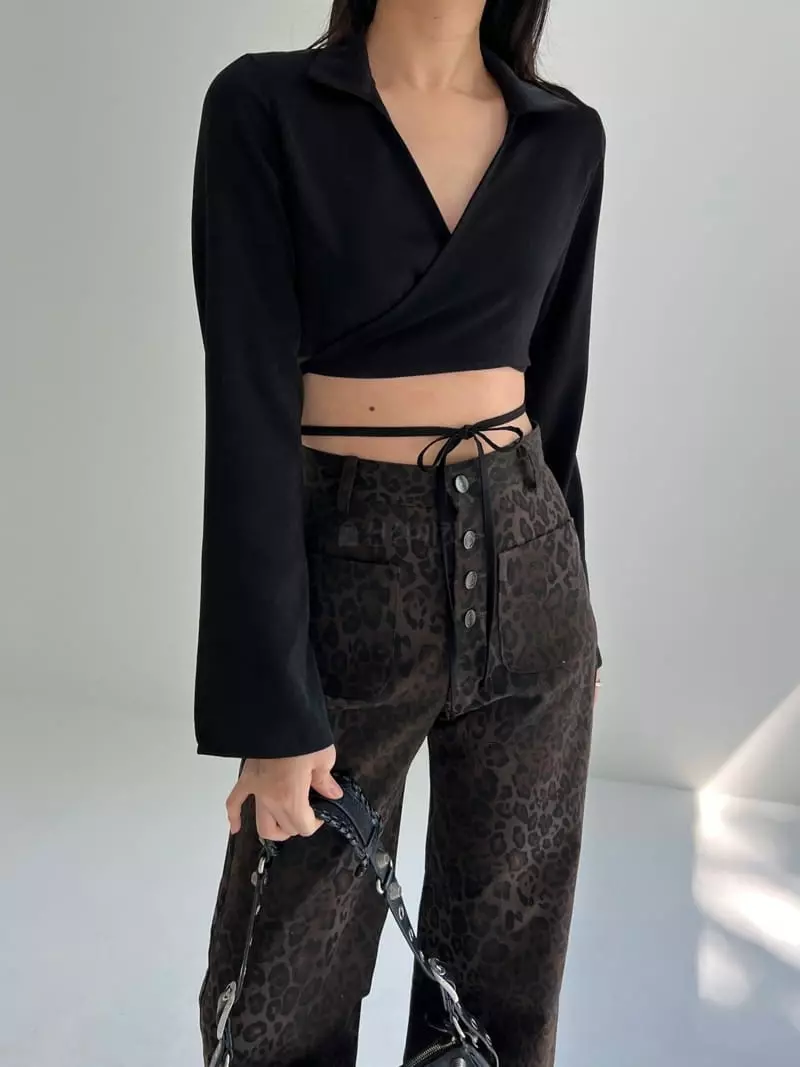 Pic - Korean Women Fashion - #womensfashion - Satin Wrap Blouse - 7
