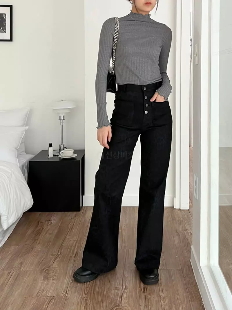 Pic - Korean Women Fashion - #womensfashion - Mock Neck Rib Tee - 10