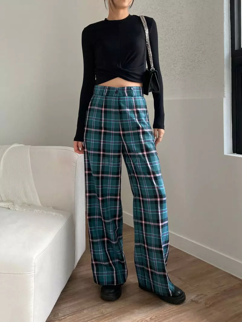 Pic - Korean Women Fashion - #womensfashion - Daddy Check Pants - 3