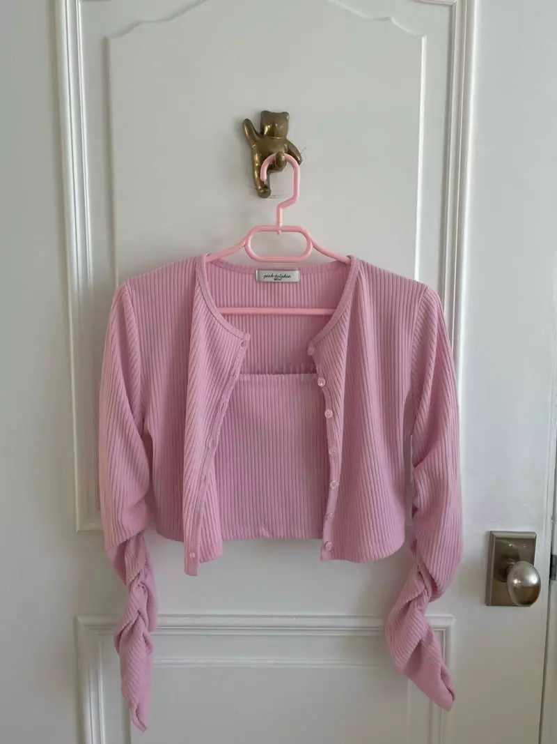 Pink Dolphin - Korean Women Fashion - #womensfashion - Andy Shirring Cardigan - 4