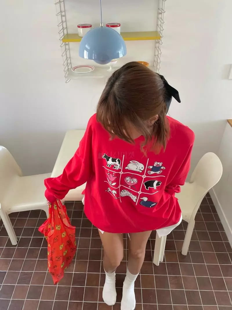 Pink Dolphin - Korean Women Fashion - #momslook - Animal Loose Tee - 10