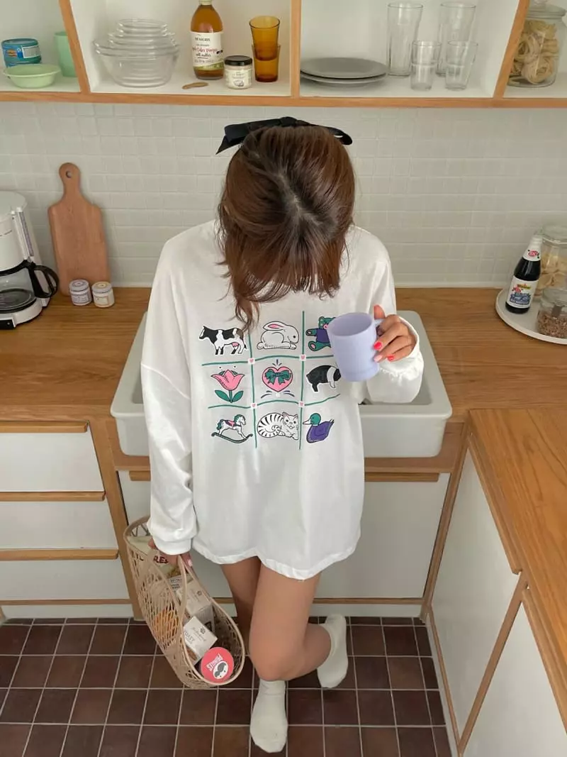 Pink Dolphin - Korean Women Fashion - #momslook - Animal Loose Tee - 8