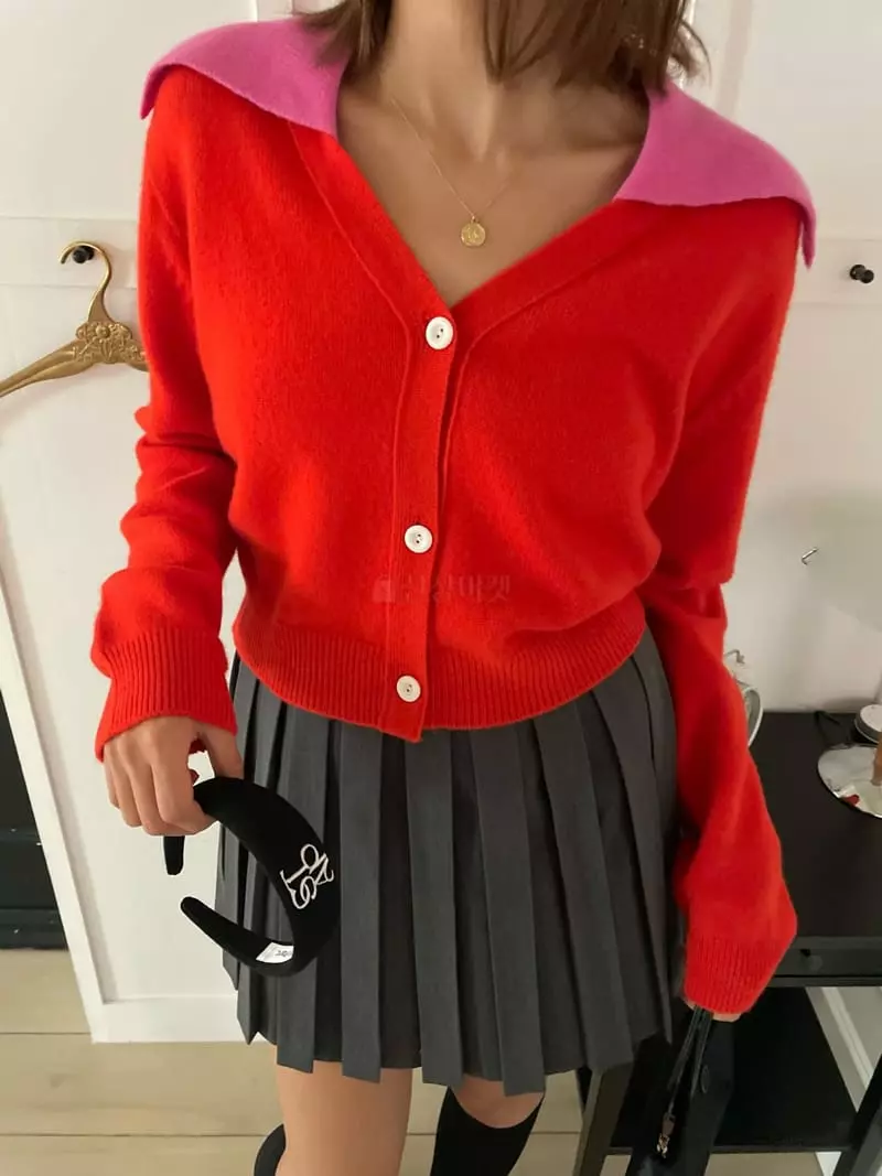 Pink Dolphin - Korean Women Fashion - #momslook - Sailor Color Knit Tee - 9