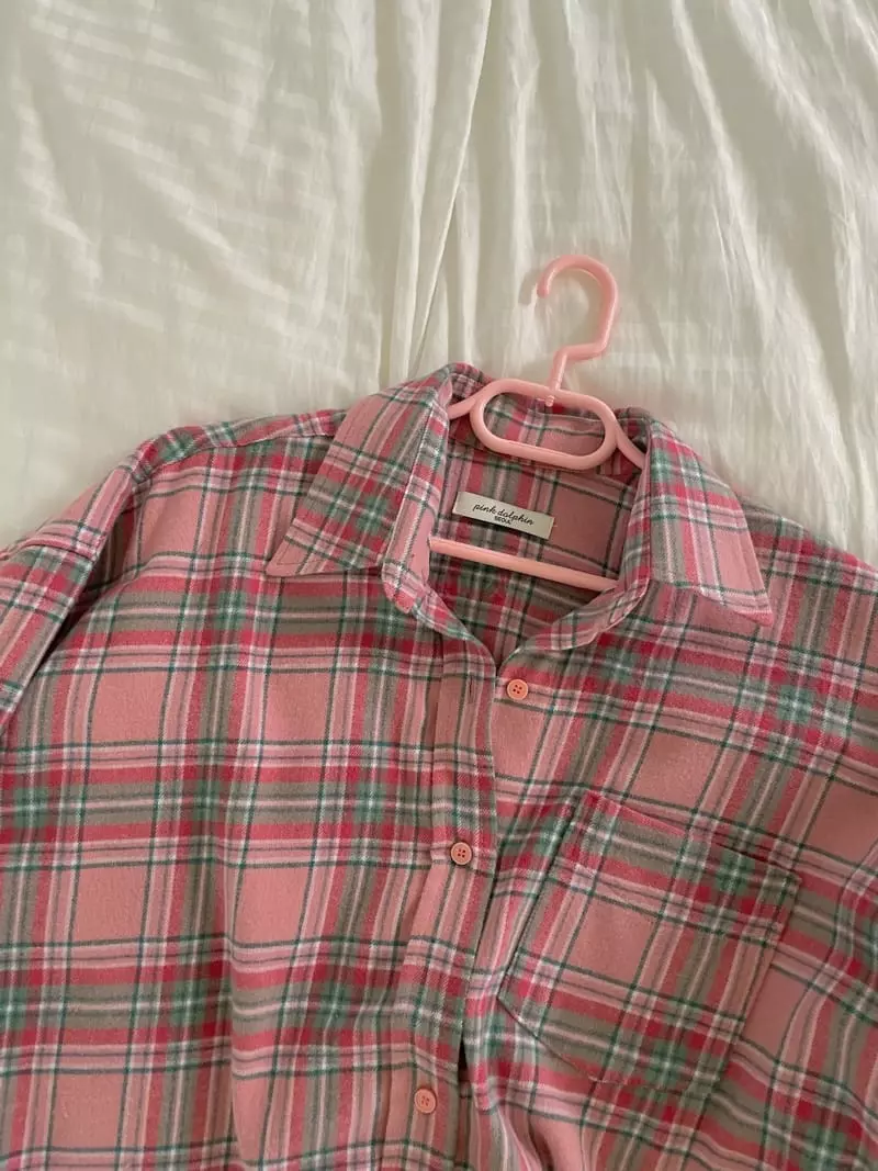 Pink Dolphin - Korean Women Fashion - #momslook - Big Check Shirt - 2