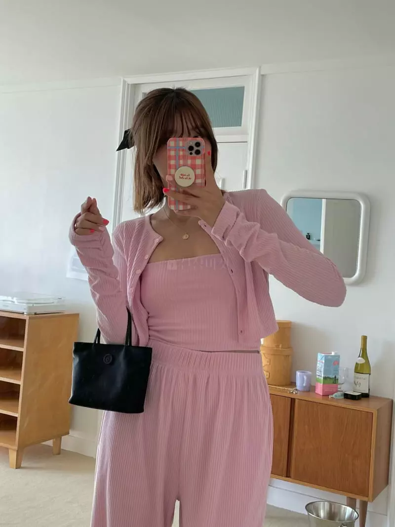 Pink Dolphin - Korean Women Fashion - #womensfashion - Andy Shirring Cardigan