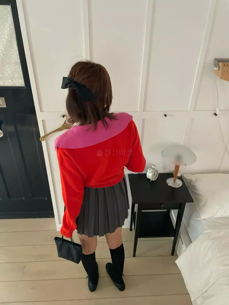 Pink Dolphin - Korean Women Fashion - #womensfashion - Sailor Color Knit Tee - 10