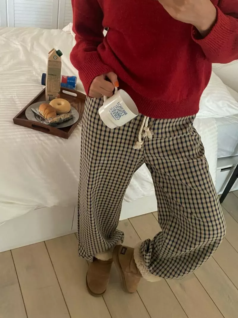 Pink Dolphin - Korean Women Fashion - #womensfashion - Check Wide Pants - 7