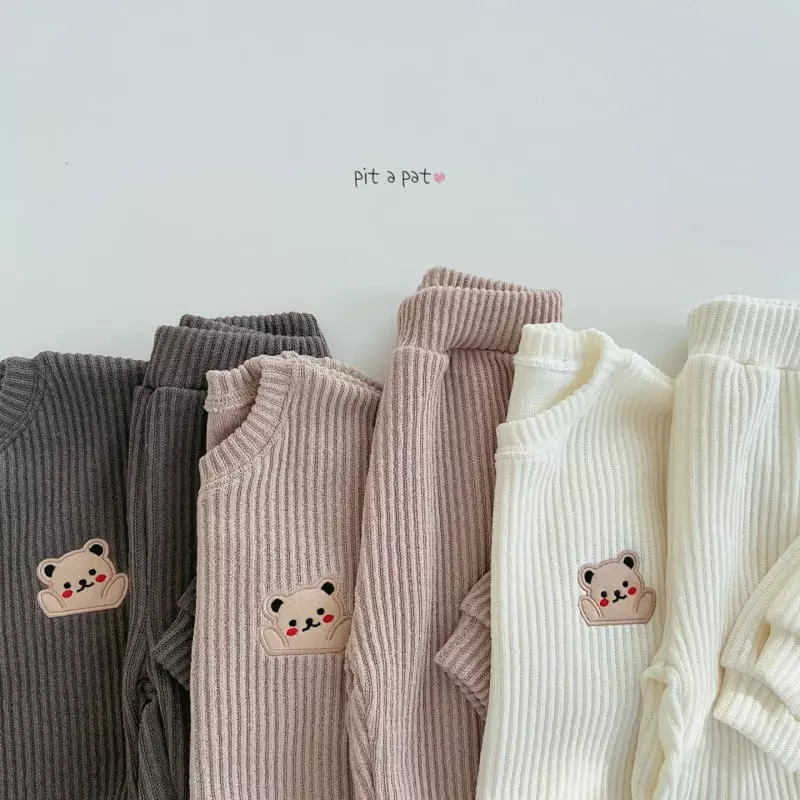 Pitapat - Korean Baby Fashion - #babyboutique - Hurry Up Bear Knit Top Bottom Set - 2