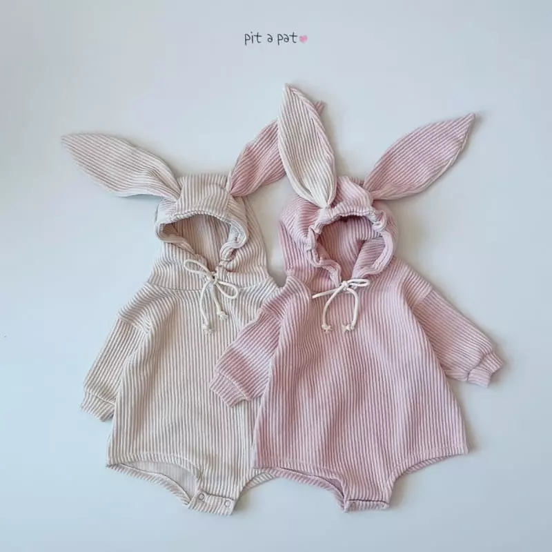 Pitapat - Korean Baby Fashion - #babyboutiqueclothing - Bunny Hoody Bodysuit - 6