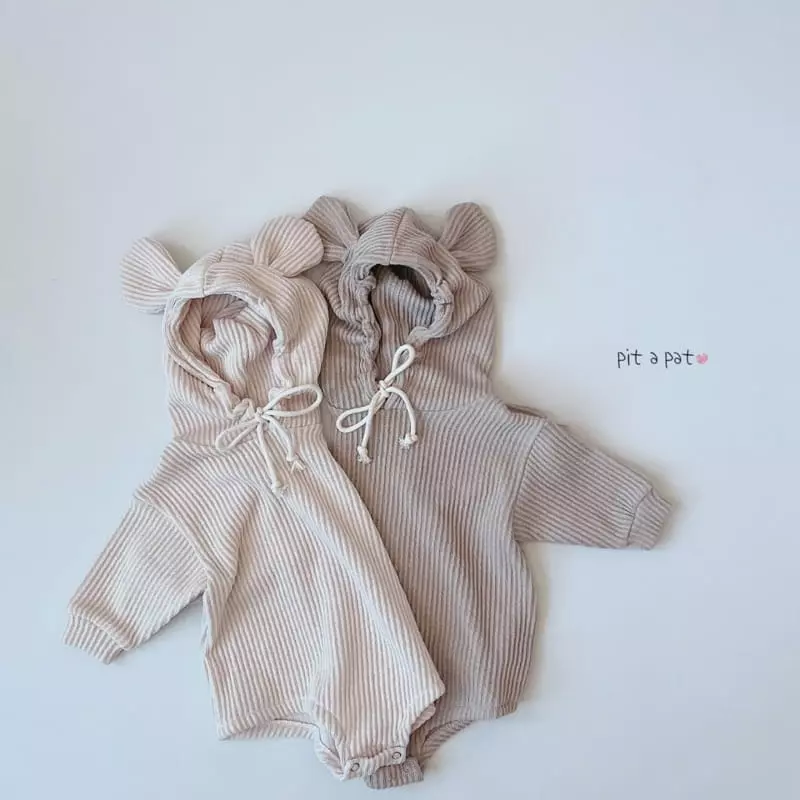 Pitapat - Korean Baby Fashion - #babyclothing - Bear Hoody Bodysuit - 8