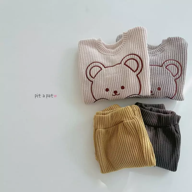 Pitapat - Korean Baby Fashion - #babyclothing - Hello Bear Color Top Bottom Set - 2